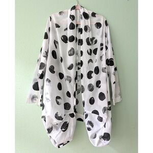 Moyuru Black & White Polka Dot Sheer Bubble Hem 100% Cotton Art to Wear Cardigan